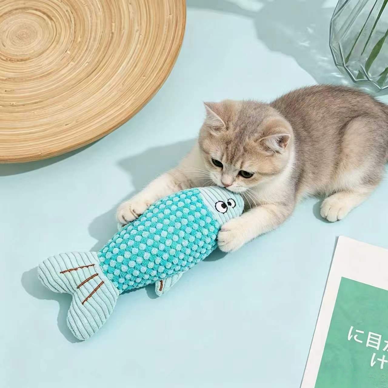 Catnip Toys - Плюшевая игрушка-рыбка с кошачьей мятой, интерактивная