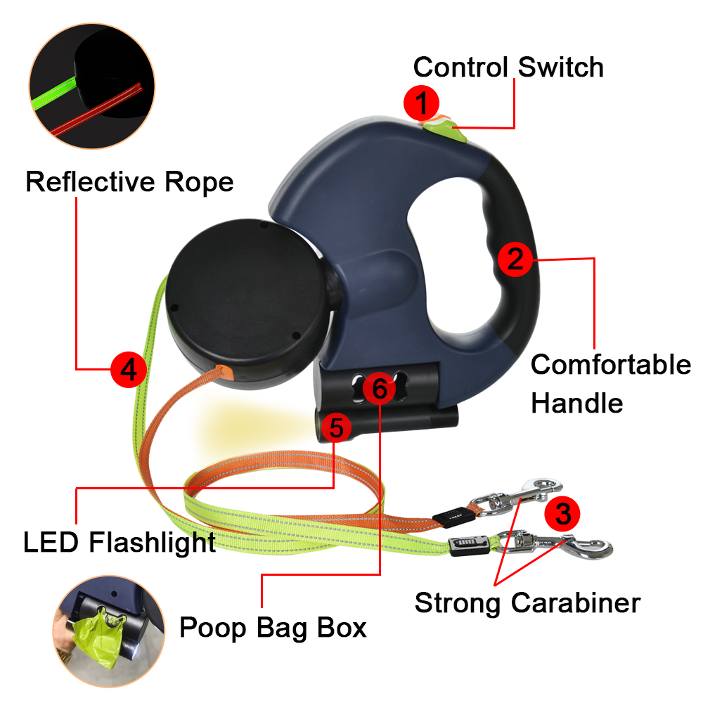 Двойной поводок для 2 собак, в – обзор и цена Retractable Dog Leash